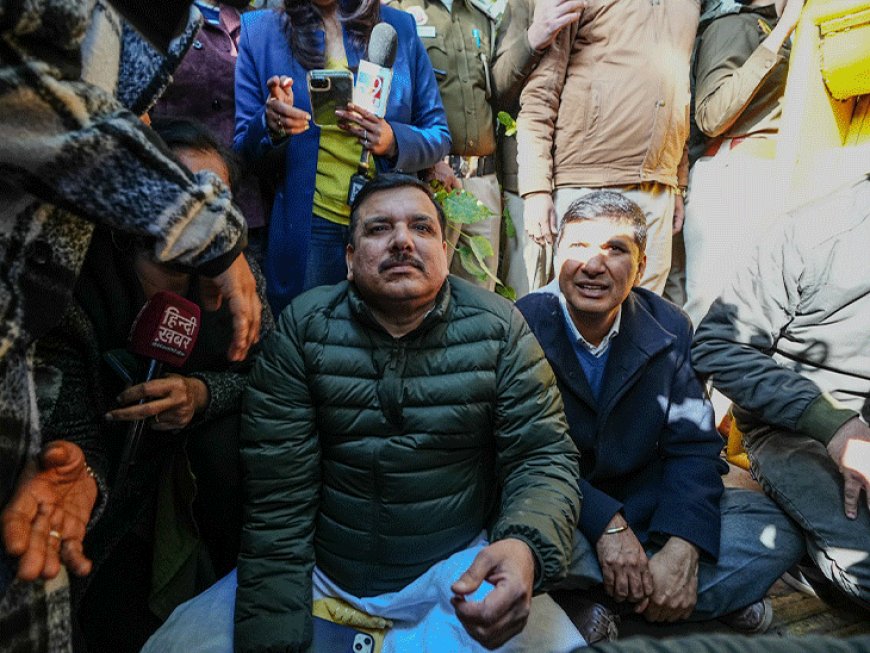 दिल्ली में AAP का शीशमहल Vs भाजपा का राजमहल:AAP नेता मीडिया को लेकर CM हाउस पहुंचे, पुलिस से झड़प, PM हाउस जाने से रोका गया