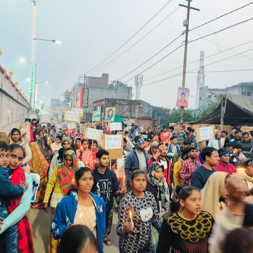 लव अफेयर में 18 साल के युवक की हत्या:घाटमपुर में परिजनों का कैंडल मार्च, रेलवे ट्रैक पर मिला था शव