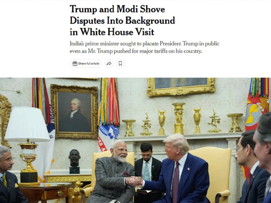 अमेरिका मीडिया में मोदी का दौरा:NYT ने लिखा- विवादों को बैकग्राउंड में धकेला, वॉशिंगटन पोस्ट की खबर- ट्रम्प का मजबूत रिश्तों पर जोर