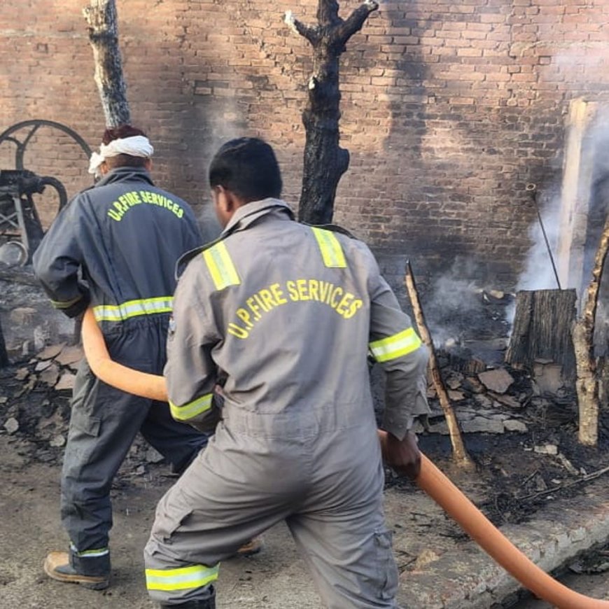 बरेली में आंवला में झोपड़ी में लगी आग:20 हजार रुपये समेत घरेलू सामान जला, एक भैंस झुलसी; परिवार था बाहर