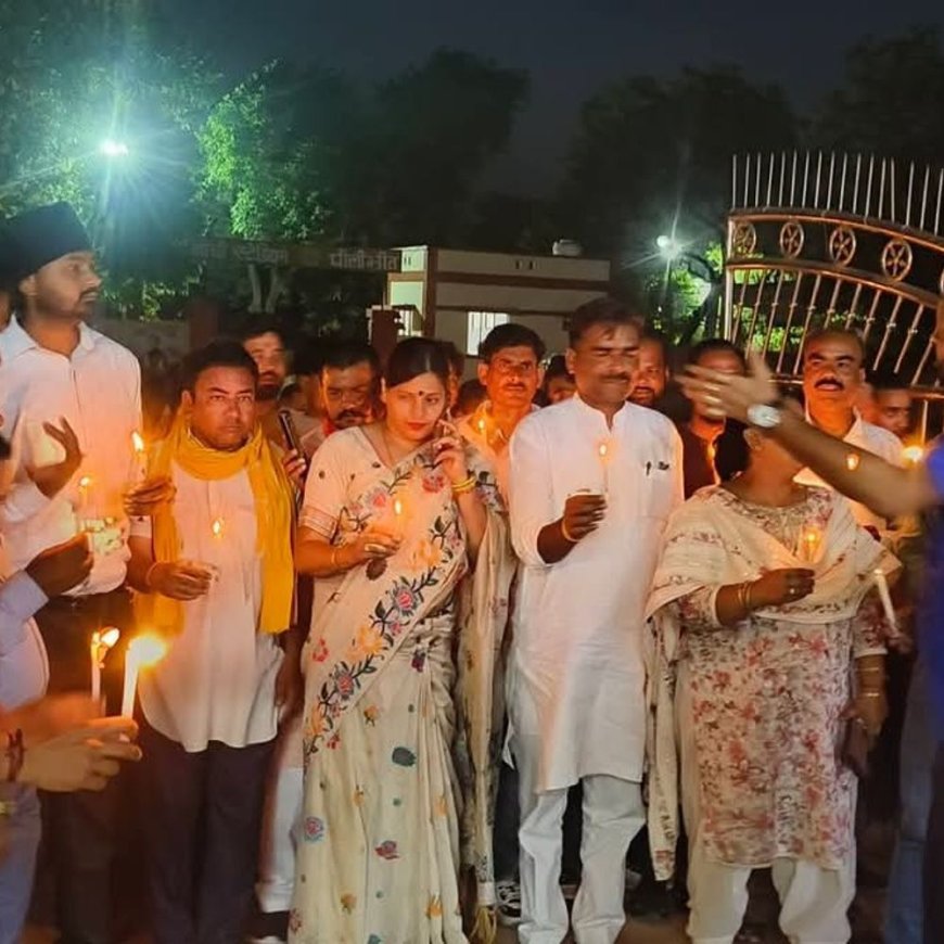 पहलगाम में आतंकी हमले के विरोध में भाजपा का प्रदर्शन:कैंडल मार्च निकालकर की कार्रवाई की मांग, खून के बदले खून का नारा