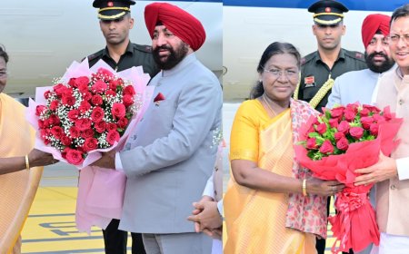 उत्तराखंड में राष्ट्रपति द्रौपदी मुर्मू का स्वागत, सीएम धामी और राज्यपाल गुरमीत सिंह ने किया अभिवादन