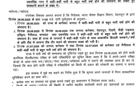 उत्तराखंड में भारी बारिश का अलर्ट: कई जिलों में मौसम रहेगा खराब, PCS परीक्षार्थियों को जाना पड़ेगा सतर्क