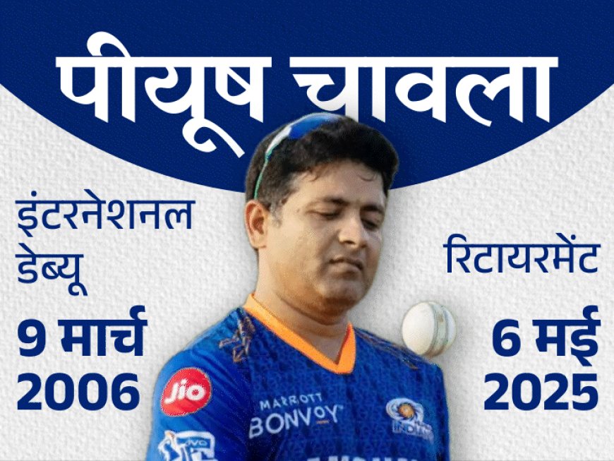 पीयूष चावला ने क्रिकेट के सभी फॉर्मेट से संन्यास लिया:लिखा- वर्ल्ड कप की यादें हमेशा दिल में बसी रहेंगी; 2 IPL टाइटल जीते
