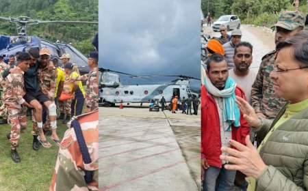 धराली आपदा: राहत और रेस्क्यू में जुटी एजेंसियां, CM का दौरा और चिनूक का एक्शन