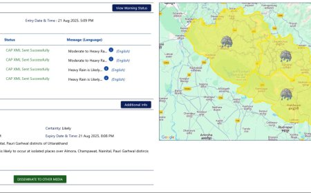 उत्तराखंड मौसम - अल्मोड़ा, नैनीताल, और रामनगर में भारी बारिश के लिए येलो अलर्ट