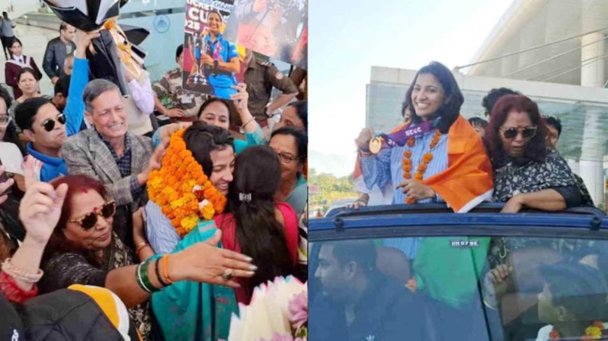 देहरादून पहुंची वर्ल्ड कप विजेता क्रिकेटर स्नेह राणा, ढोल नगाड़ों के साथ हुआ जोरदार स्वागत