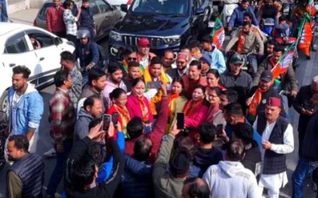 भारतीय जनता युवा मोर्चा जिला अध्यक्ष चंदन बिष्ट के स्वागत में बाइक रैली और स्वागत समारोह में उमड़े कार्यकर्ता