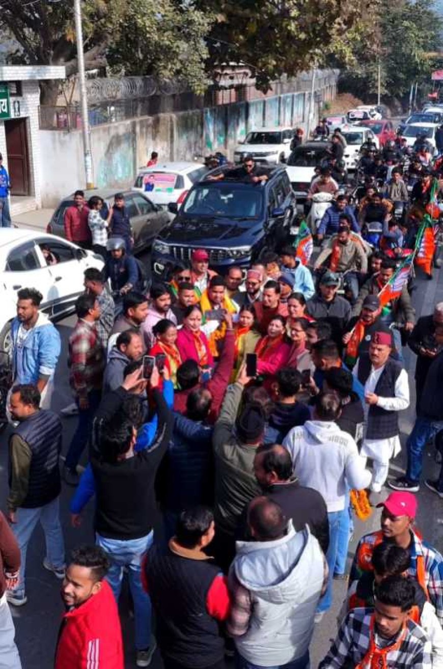 भारतीय जनता युवा मोर्चा जिला अध्यक्ष चंदन बिष्ट के स्वागत में बाइक रैली और स्वागत समारोह में उमड़े कार्यकर्ता