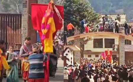 रुद्रप्रयाग: अगस्त्यमुनि में भारी हंगामा, स्थानीय लोगों ने तोड़ा स्टेडियम का गेट,  डोली के साथ हजारों ने किया मैदान में प्रवेश
