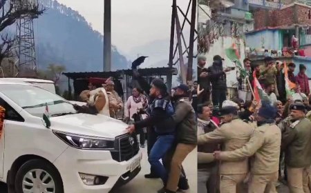 उत्तरकाशी में मंत्री गणेश जोशी का तीखा विरोध, कांग्रेस कार्यकर्ताओं ने कार रोककर दिखाए काले झंडे