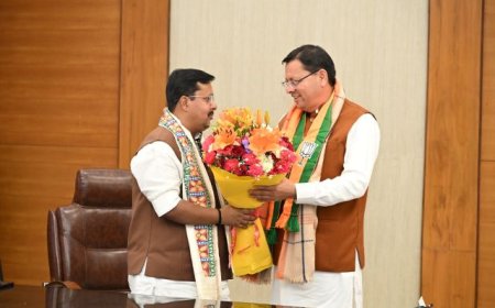 मुख्यमंत्री पुष्कर सिंह धामी ने नितिन नबीन से भेंट कर उन्हें बधाई एवं शुभकामनाएं दी