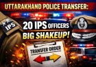 उत्तराखंड पुलिस में बड़ा प्रशासनिक फेरबदल, 20 आईपीएस अधिकारियों के तबादले, यहाँ देखें पूरी लिस्ट…