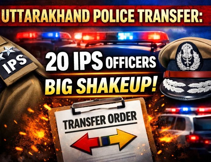 उत्तराखंड पुलिस में बड़ा प्रशासनिक फेरबदल, 20 आईपीएस अधिकारियों के तबादले, यहाँ देखें पूरी लिस्ट…