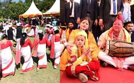 लोक गीतों की धुनों के बीच सीएम आवास में निखरे होली के रंग, गढ़वाली, कुमाउंनी जौनसारी कलाकारों ने बांधा समां