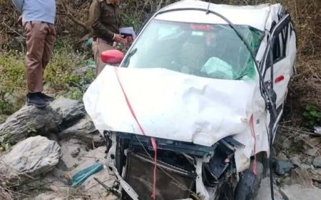  दर्दनाक हादसा: गहरी खाई में गिरी कार, बैंक के हेड कैशियर की मौत