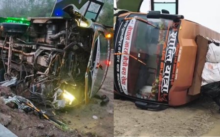 हरिद्वार से नेपाल जा रही बस का हादसा, 1 माह की बच्ची समेत 6 यात्रियों को लगी चोटें