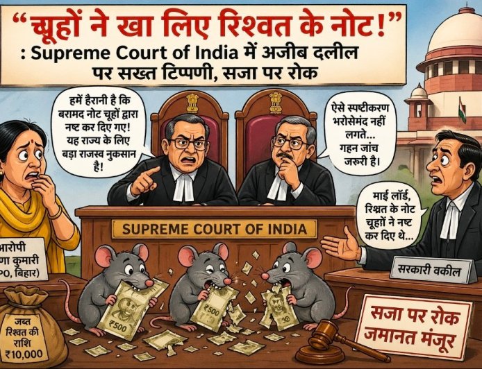 “चूहों ने रिश्वत के नोट खा लिए!”: Supreme Court में अजीब बयान पर सख्त टिप्पणी, सजा पर रोक