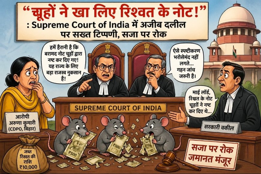 “चूहों ने रिश्वत के नोट खा लिए!”: Supreme Court में अजीब बयान पर सख्त टिप्पणी, सजा पर रोक