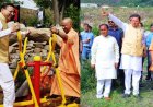 योगी आदित्यनाथ के पैतृक गांव में उद्घाटन हुआ ओपन जिम, मुख्यमंत्री धामी संग की कसरत