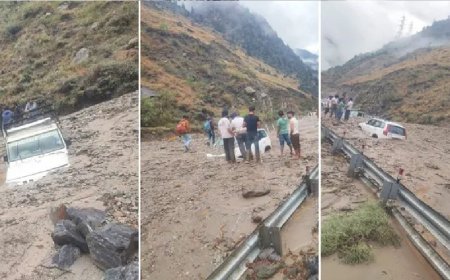 हिमाचल प्रदेश में मानसून का तूफान: NH-5 पर बाढ़ से वाहन फंसे, लंबा जाम