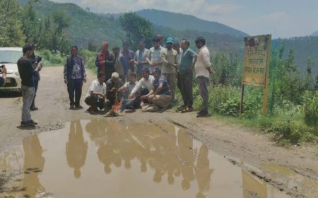 उत्तराखंड: गड्ढों का पूजन कर सड़कों की बदहाली के खिलाफ ग्रामीणों का अनोखा विरोध