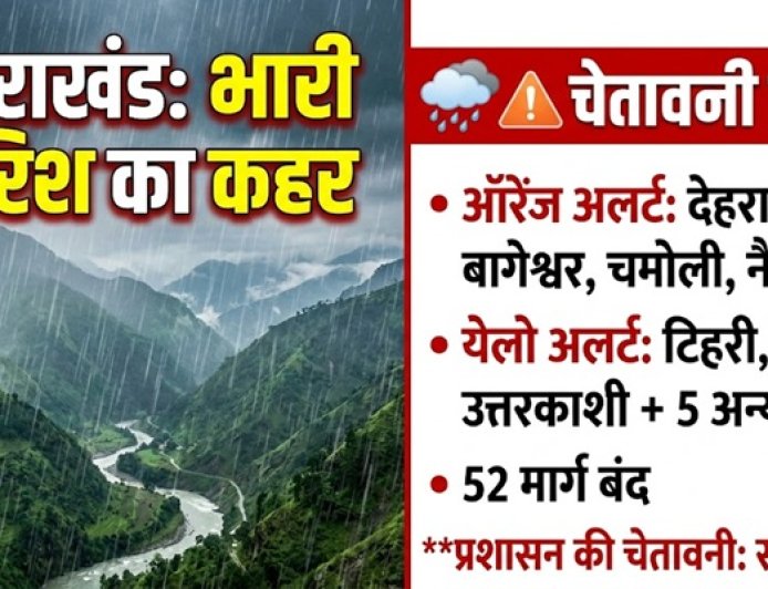 उत्तराखंड में देर रात से हो रही झमाझम बारिश , मौसम विभाग ने कई जिलों के लिए जारी की चेतावनी..