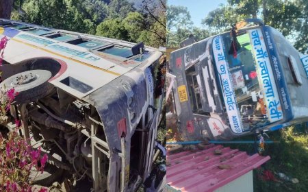 कोटद्वार-पौड़ी हाईवे पर खाई में गिरी बस, पेड़ पर अटकी, बाल बाल बची 30 यात्रियों की जान