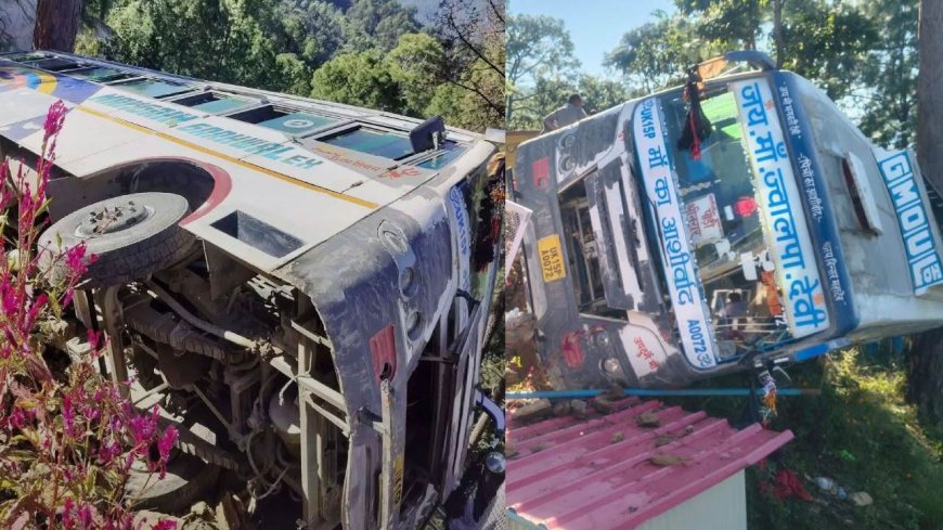 कोटद्वार-पौड़ी हाईवे पर खाई में गिरी बस, पेड़ पर अटकी, बाल बाल बची 30 यात्रियों की जान